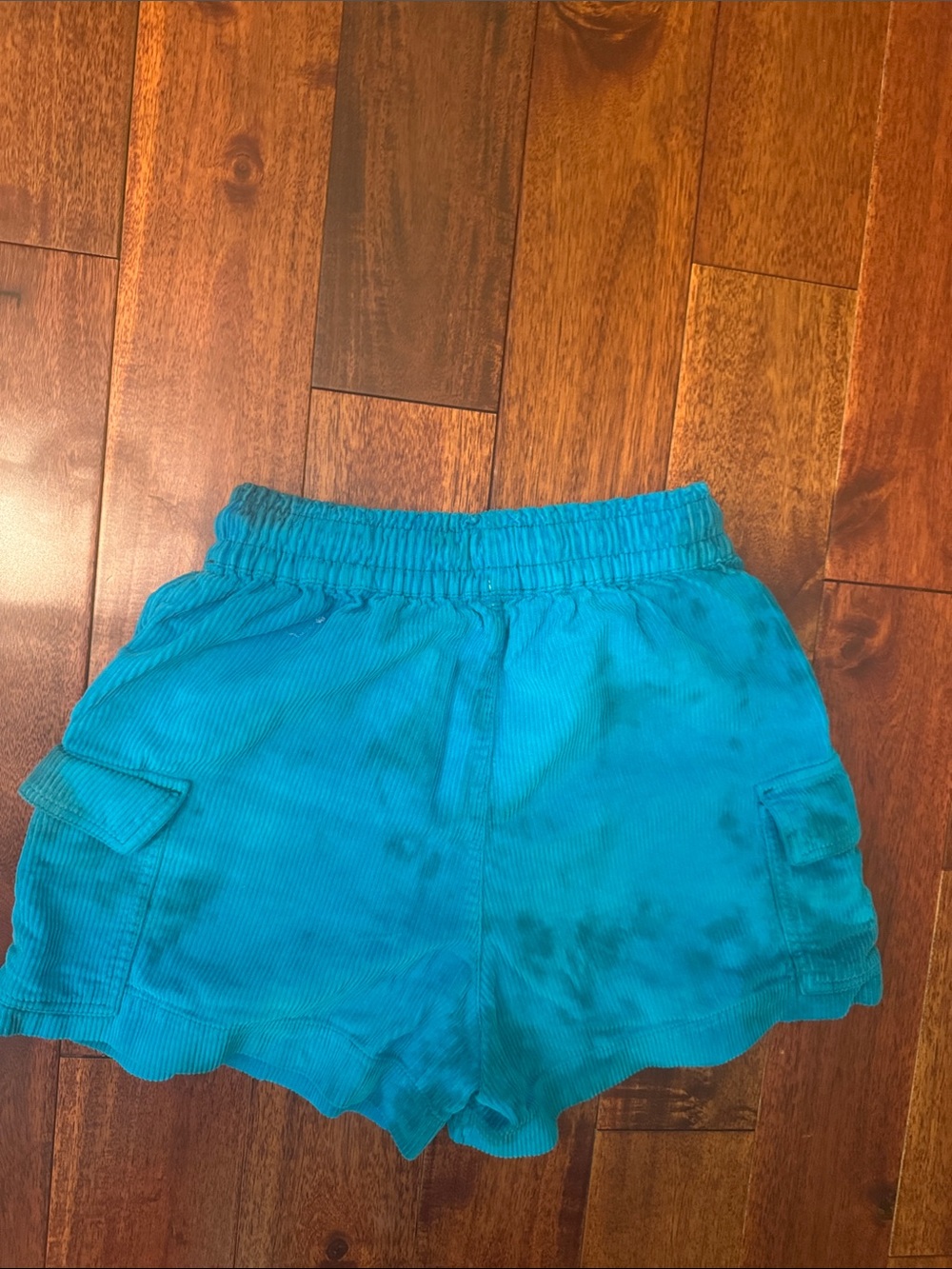 BDG Turquoise Tie-Dye Cargo Corduroy  Shorts - Picture 3 of 4